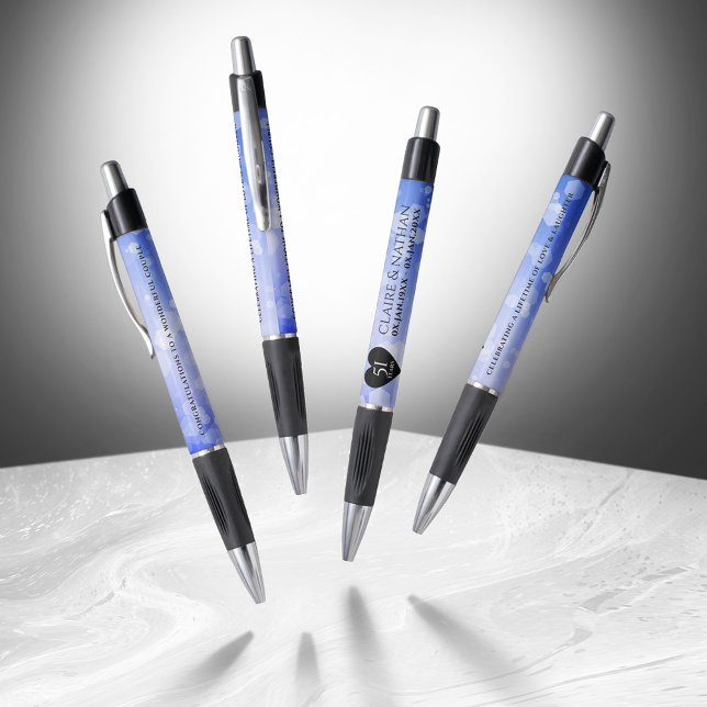 Stylo Élégant 51e anniversaire de Mariage Sapphire (Elegant 51st Sapphire Wedding Anniversary Dancing Pens Cover Photo)