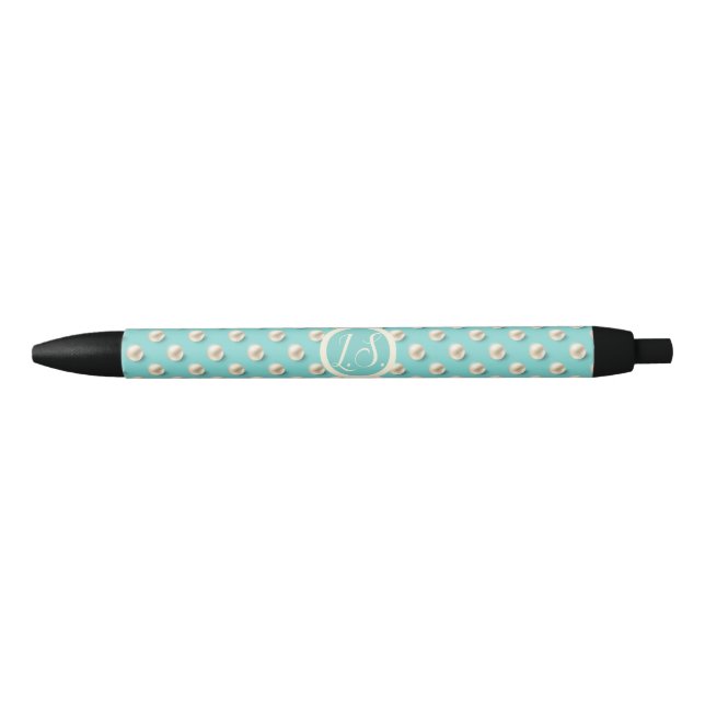 Stylo élégant à monogramme avec design de perles d (Devant)