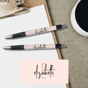 Stylo Élégant Monogram Pink Gold Script