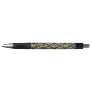 Stylo Elegant Navy Gold Leaf Ballpoint Writing Tool