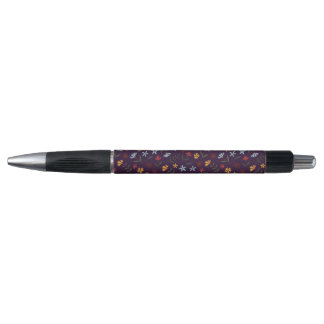 Stylo Elégante aquarelle violet motif floral