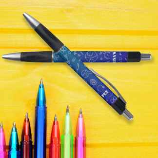 Stylo Eléments de l'école bleue motif personnalisé
