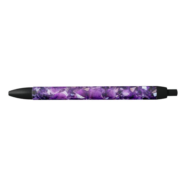 Stylo en pierre de Géode cristalline Améthyste Vio (Devant)