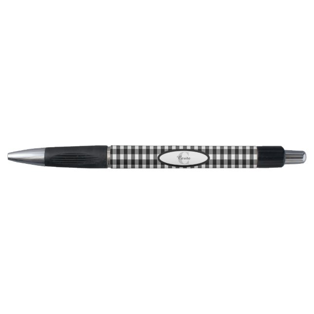 Stylo En vichy noir/blanc monogramme (Devant)