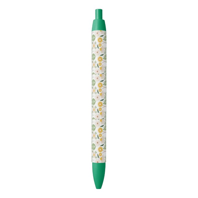 Stylo et stylo scolaire Vert & Jaune Floral (devant Vertical)