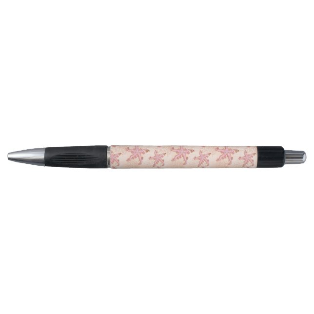 Stylo Étoiles de mer et motif pastel rose corail (Devant)