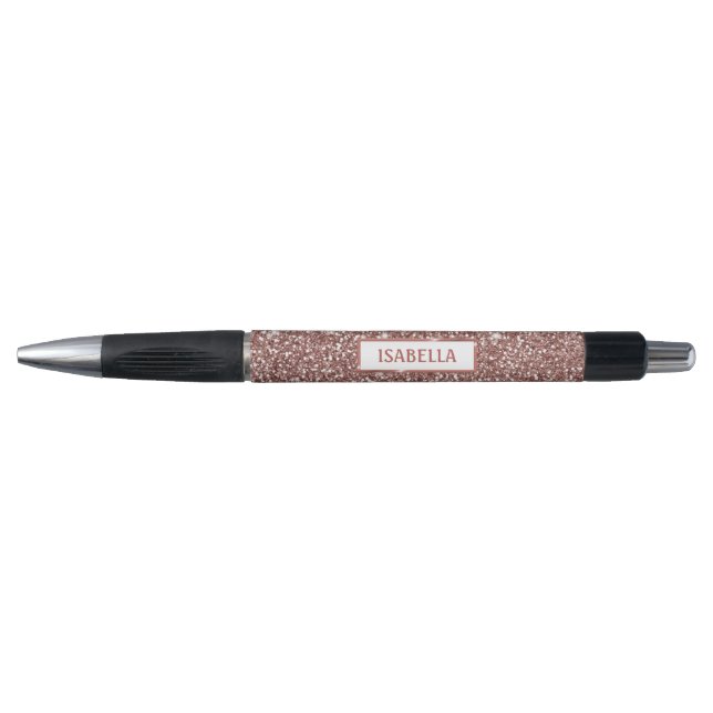 Stylo Faux Rose Parties scintillant or Texture Look & Cu (Devant)