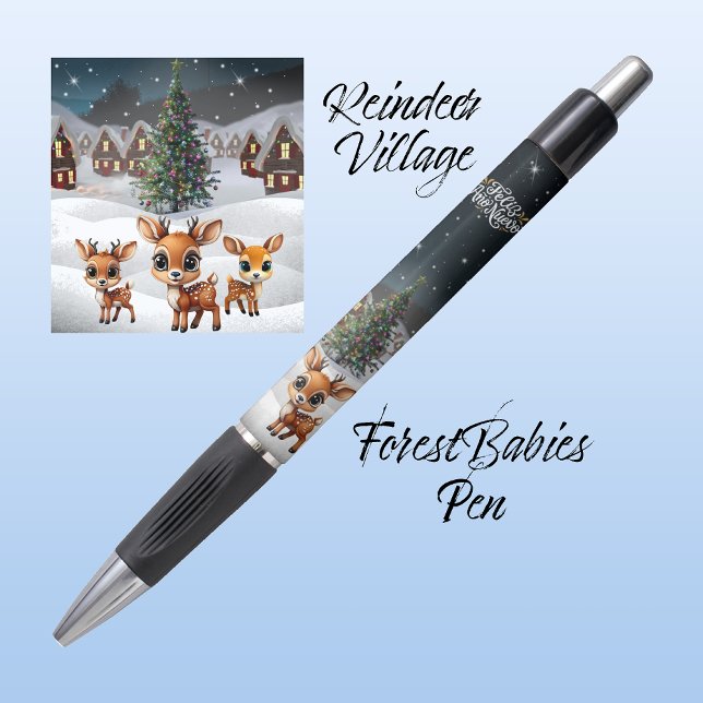 Stylo Feliz Ano Nuevo, (Bonne Année Espagnol) 🦌 🎄 🥂 � (Feliz Ano Nuevo, Star Lit Village, Spanish Happy New Year , Holiday Celebration Gift Pen 🦌🎄🥂🎉 )