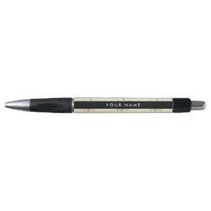 Stylo Fleurs bleues et rouges, noires, Votre nom