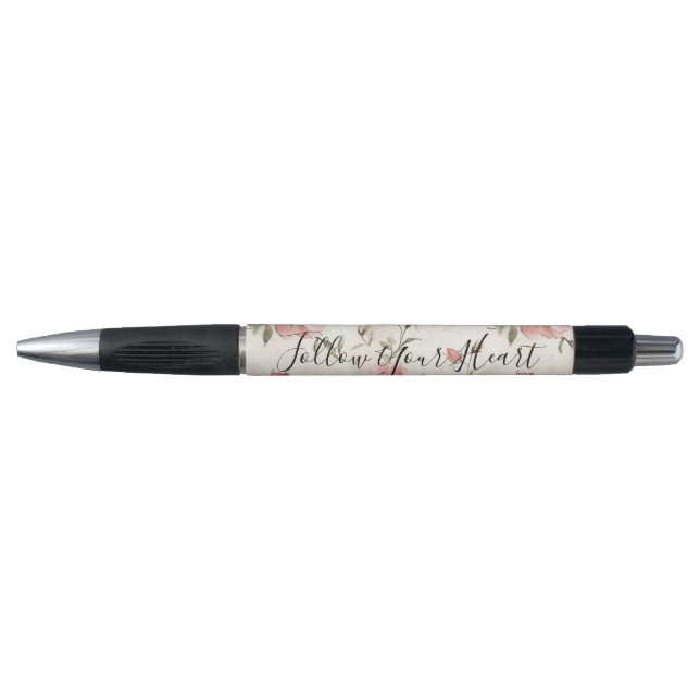 Stylo Fleurs de roses roses  (Devant)