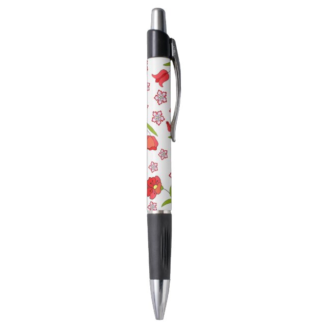 Stylo Fleurs rouges très délicates motif (Bas (Vertical))