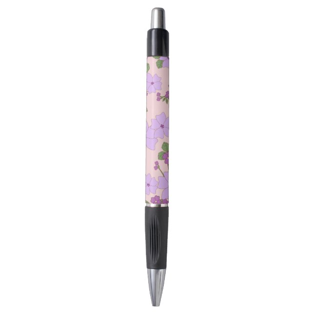 Stylo Fleurs Violettes, Modèle Floral, Motif De Fleurs (Devant (Vertical))