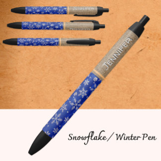 Stylo Flocons de Neige d'Hiver, Noël, Nom Élégant