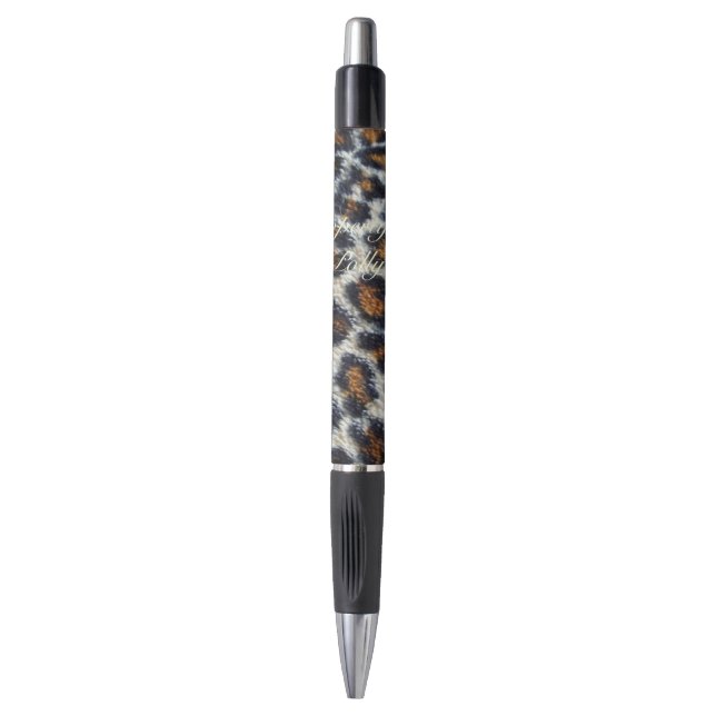 Stylo funky fun fluffy empreinte de léopard motif origin (Devant (Vertical))