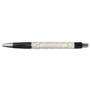 Stylo Géométrique Or moderne, chic et élégant avec nom