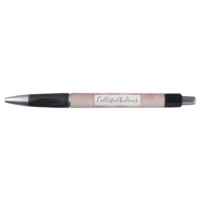 Stylo Girl Faux Rose  Parties scintillant de séquence or (Devant)