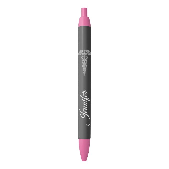 Stylo gris rose Médicale du caducée élégant de (devant Vertical)