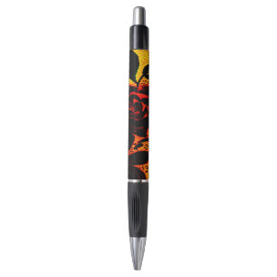 Stylo Illustration gothique du Rose noir et feu