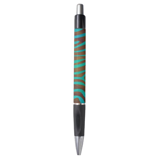 Stylo Impression Brown et Turquoise Zebra (Devant (Vertical))