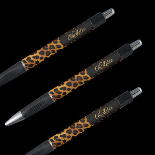 Stylo Impression léopard monogramme nom de signature
