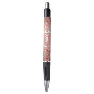 Stylo Infirmière Praticien Rose Parties scintillant d'or