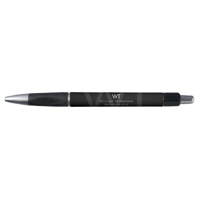 Stylo Initiales du monogramme professionnel noir (Devant)