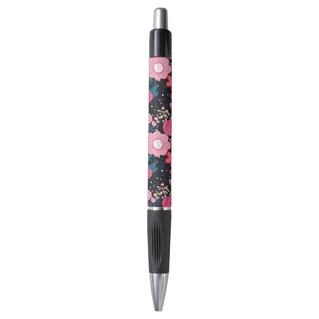 Stylo Joli rose giral Floral Silver Dots Gris design (Devant (Vertical))