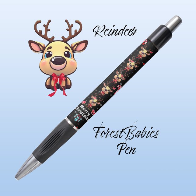 Stylo Joyeux Noël Reindeer Xmas Cerf Noir 🦌 ✨ (Créateur téléchargé)