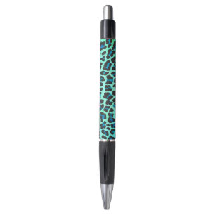 Stylo Léopard noir et Turquoise