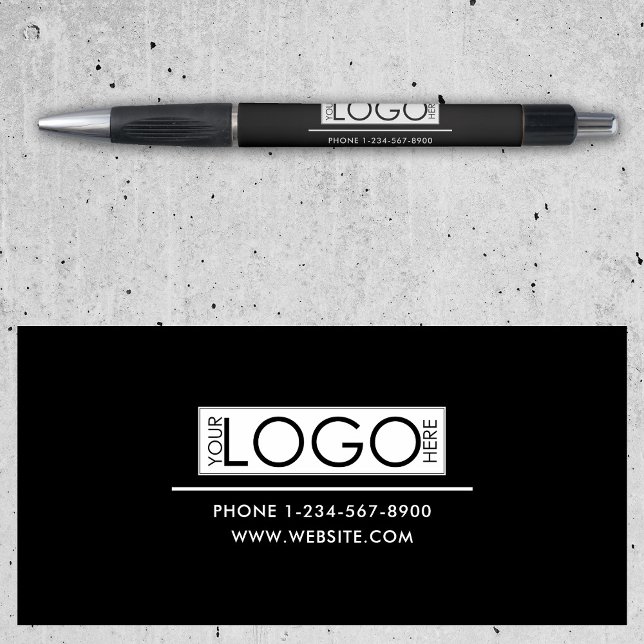 Stylo Logo Commercial Professionnel Coordonnées Simples (Professional Business Logo Contact Details Simple Pen)