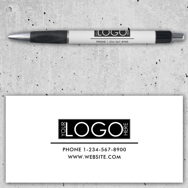 Stylo Logo Commercial Professionnel Coordonnées Simples (Professional Business Logo Contact Details Simple Pen)