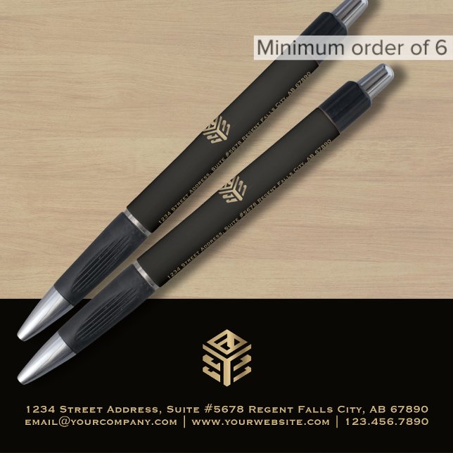 Stylo Logo noir doré personnalisé (Créateur téléchargé)