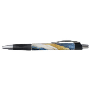 Stylo Marbre bleu marine de luxe et feuille d'or