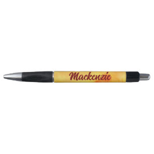 Stylo Marbre jaune Abstrait avec nom dans le script