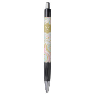 Stylo Marbre rose et or en encre Monogramme