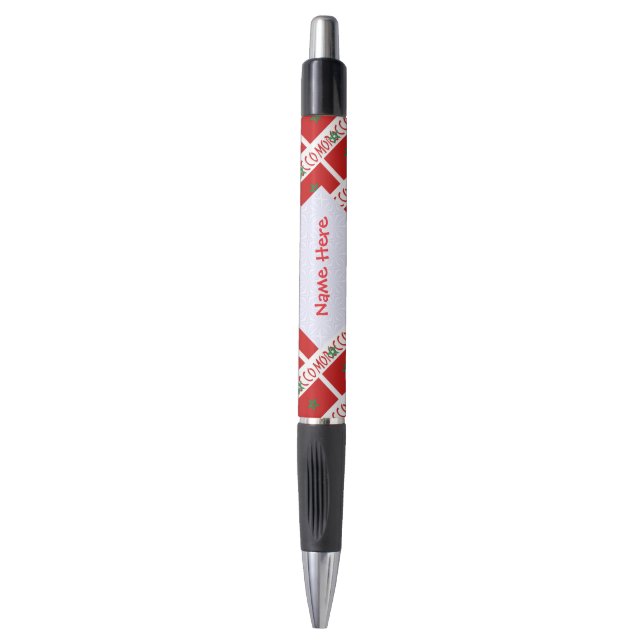 Stylo Maroc Drapeau Marocain Personnalisé Carrelé Rouge  (Devant (Vertical))