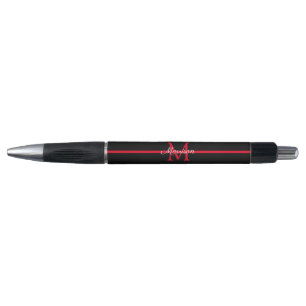 Stylo Mince ligne rouge pompier Monogramme