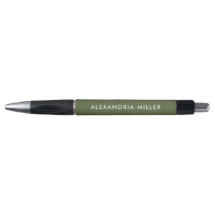Stylo moderne personnalisé Olive Vert et blanc