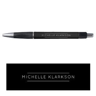 Stylo Moderne Simple Minimaliste Nom Monogrammé Noir