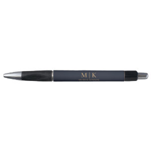 Stylo Monogram Chic Marine Bleu Et Or
