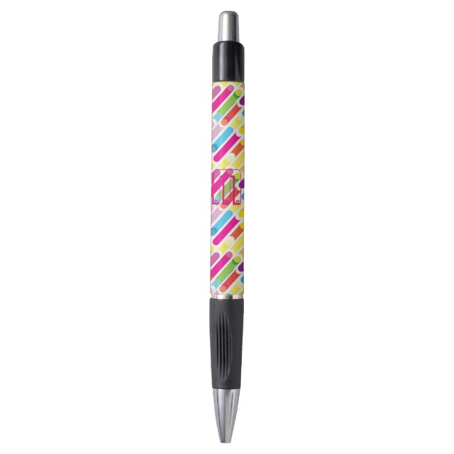 Stylo Monogramme Arc-en-ciel lignes diagonales Motif Pop (Devant (Vertical))