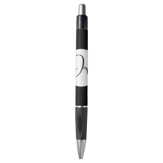 Stylo Monogramme Cercle noir et blanc (Devant (Vertical))