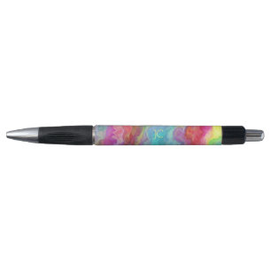 Stylo Monogramme d'aquarelle en marbre arc-en-ciel moder