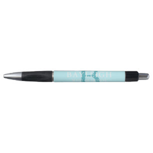 Stylo Monogramme de la fête de la mariée en bleu