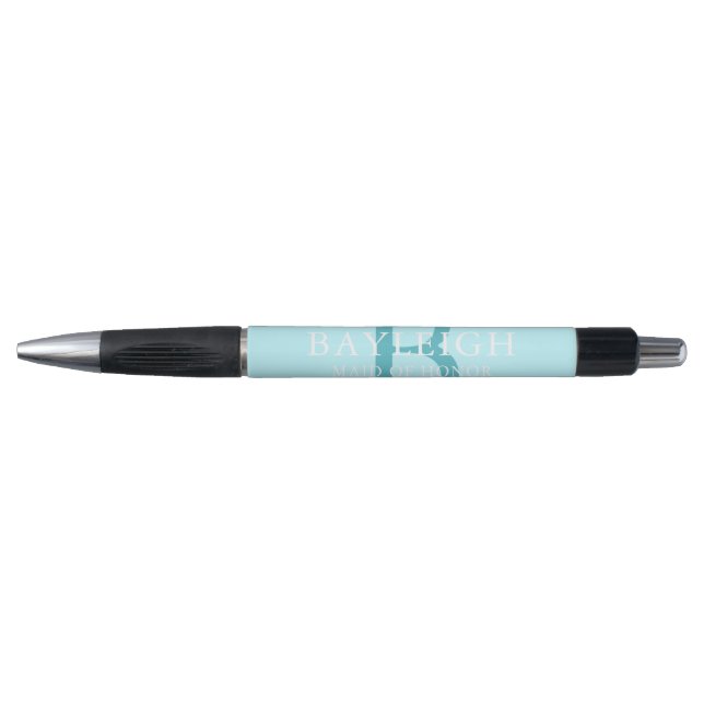 Stylo Monogramme de la fête de la mariée en bleu t (Devant)