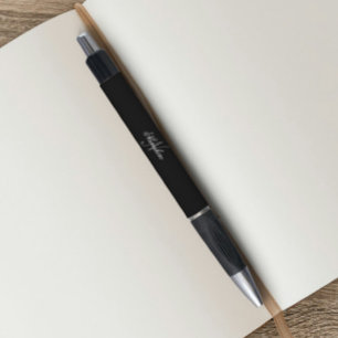 Stylo Monogramme de nom personnalisé unique noir et blan