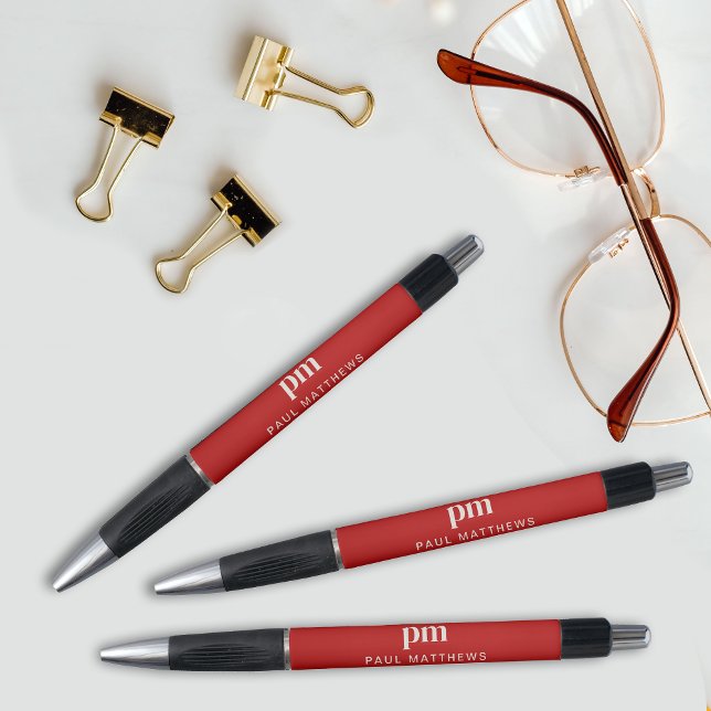 Stylo Monogramme et nom professionnels modernes simples  (Personalize with your initials and name.)