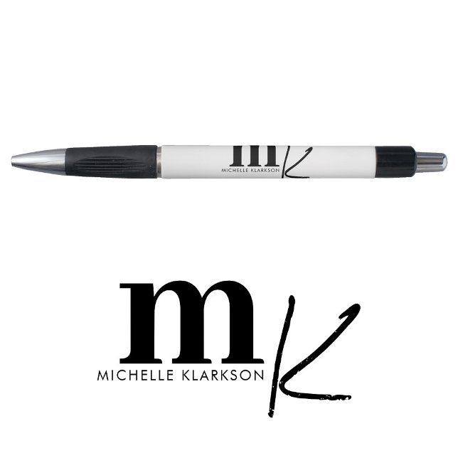 Stylo Monogramme noir minimaliste moderne (Créateur téléchargé)