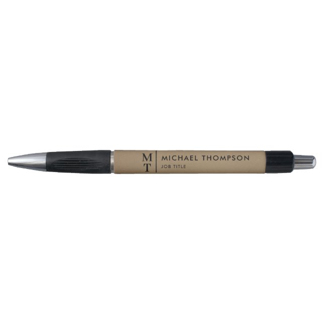 Stylo Monogramme Professionnel Kraft Rustique Titre de l (Devant)
