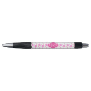 Stylo Monogramme rose du motif   de Flamant rose